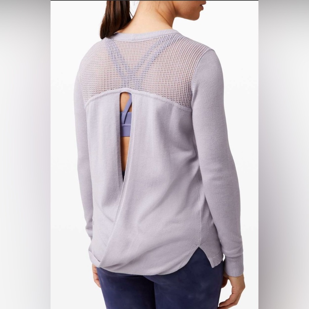 Lululemon Back To Balance Long Sleeve Sweater Iced Iris Cashmere Cashlu Size 6